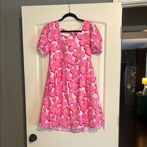 Pink Floral Puff Sleeve Dress